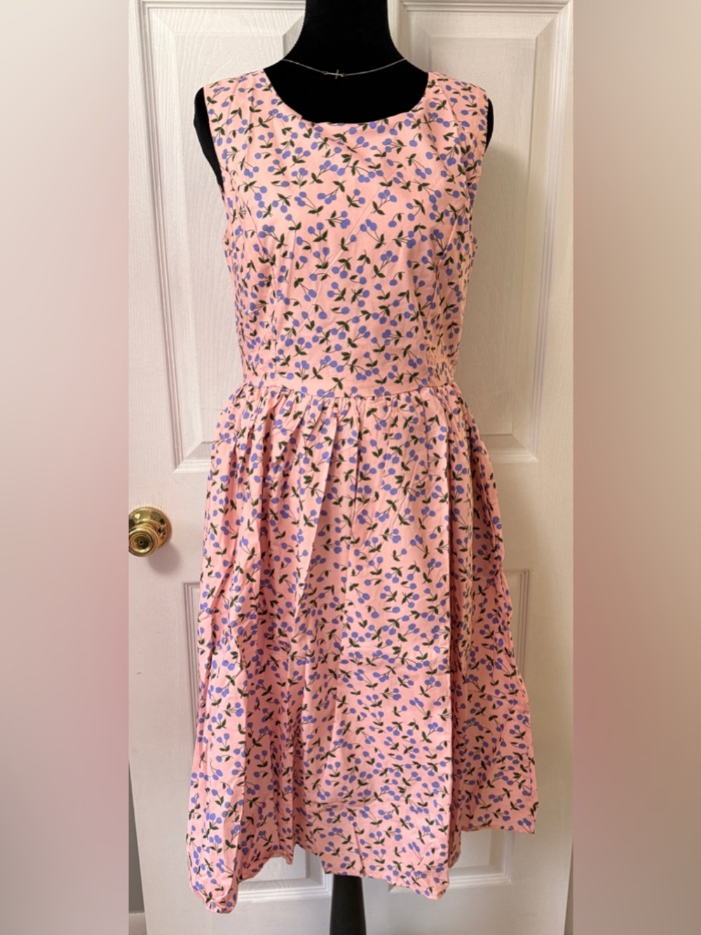 Tulip B Pink Cherry Print Midi Dress NWT M Retro Cottagecore